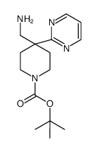 tert-butyl 4-(aminomethyl)-4-(pyrimidin-2-yl)piperidine-1-carboxylate结构式