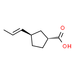 Cyclopentanecarboxylic acid, 3-(1-propenyl)-, [1alpha,3beta(E)]- (9CI) structure