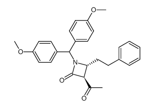 3-acetyl-1-(di-p-anisylmethyl)-4-(2-phenylethyl)-2-azetidinone结构式