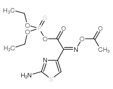 O,o-二乙基硫代磷酰-(z)-2-(2-氨基噻唑-4-基)-2-乙酰基氧基亚氨基乙酸酯结构式