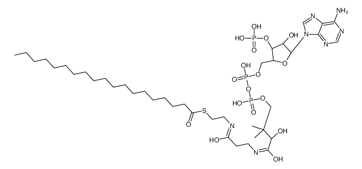 S-[2-[3-[[(2R)-4-[[[(2R,3S,4R,5R)-5-(6-aminopurin-9-yl)-4-hydroxy-3-phosphonooxyoxolan-2-yl]methoxy-hydroxyphosphoryl]oxy-hydroxyphosphoryl]oxy-2-hydroxy-3,3-dimethylbutanoyl]amino]propanoylamino]ethyl] nonadecanethioate结构式