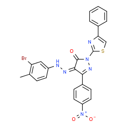 4-[(3-bromo-4-methylphenyl)hydrazono]-5-(4-nitrophenyl)-2-(4-phenyl-1,3-thiazol-2-yl)-2,4-dihydro-3H-pyrazol-3-one结构式