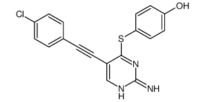 4-[2-amino-5-[2-(4-chlorophenyl)ethynyl]pyrimidin-4-yl]sulfanylphenol Structure