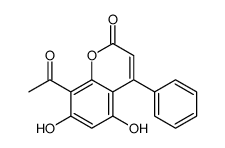 8-acetyl-5,7-dihydroxy-4-phenylchromen-2-one Structure