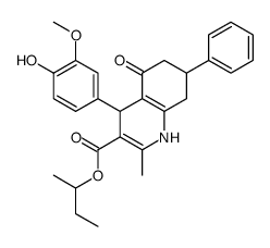 butan-2-yl 4-(4-hydroxy-3-methoxy-phenyl)-2-methyl-5-oxo-7-phenyl-4,6, 7,8-tetrahydro-1H-quinoline-3-carboxylate结构式