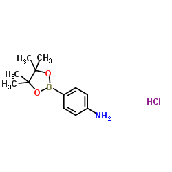 4-(4,4,5,5-tetramethyl-1,3,2-dioxaborolan-2-yl)aniline hydrochloride structure