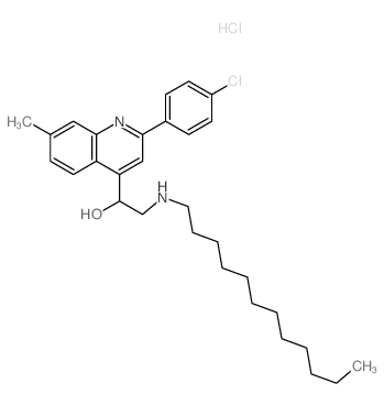 4-Quinolinemethanol,2-(4-chlorophenyl)-a-[(dodecylamino)methyl]-7-methyl-, hydrochloride (1:1) Structure