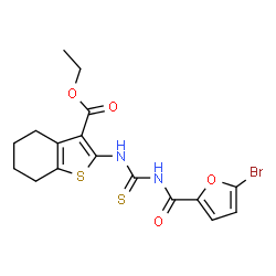 ethyl 2-({[(5-bromo-2-furoyl)amino]carbonothioyl}amino)-4,5,6,7-tetrahydro-1-benzothiophene-3-carboxylate structure