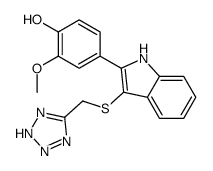 2-methoxy-4-[3-(2H-tetrazol-5-ylmethylsulfanyl)-1H-indol-2-yl]phenol结构式