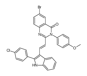 6-bromo-2-[(E)-2-[2-(4-chlorophenyl)-1H-indol-3-yl]ethenyl]-3-(4-methoxyphenyl)quinazolin-4-one结构式