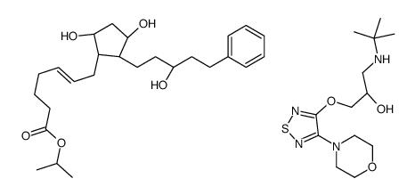 (2S)-1-(tert-butylamino)-3-[(4-morpholin-4-yl-1,2,5-thiadiazol-3-yl)oxy]propan-2-ol,propan-2-yl (E)-7-[(1R,2R,3R,5S)-3,5-dihydroxy-2-[(3R)-3-hydroxy-5-phenylpentyl]cyclopentyl]hept-5-enoate结构式