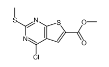 4-chloro-2-methylsulfanyl-thieno[2,3-d]pyrimidine-6-carboxylic acid methyl ester结构式