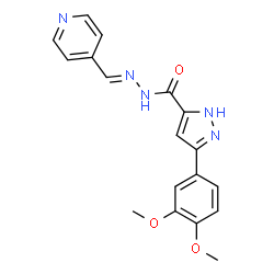 (E)-3-(3,4-dimethoxyphenyl)-N-(pyridin-4-ylmethylene)-1H-pyrazole-5-carbohydrazide structure