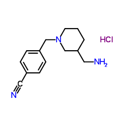 4-(3-Aminomethyl-piperidin-1-ylmethyl)-benzonitrile hydrochloride结构式
