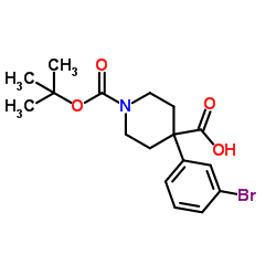 1-Boc-4-(3-bromophenyl)-4-carboxypiperidine structure