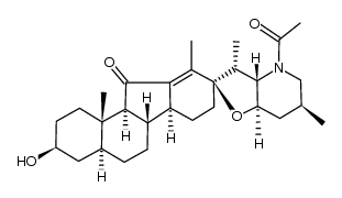 (23R)-28-acetyl-17,23-epoxy-3β-hydroxy-(5α)-veratr-12-en-11-one Structure