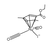 (η5-1-(CO2C2H5)-2,4-dimethylcyclopentadienyl)dicarbonylruthenium(II) iodide结构式