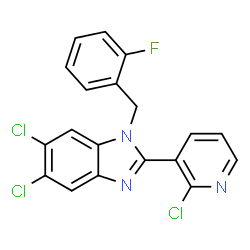 5,6-DICHLORO-2-(2-CHLORO-3-PYRIDINYL)-1-(2-FLUOROBENZYL)-1H-1,3-BENZIMIDAZOLE structure