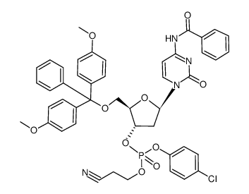 3'-Cytidylic acid, N-benzoyl-5'-O-[bis(4-methoxyphenyl)phenylmethyl]-2'-deoxy-, 4-chlorophenyl 2-cyanoethyl ester Structure
