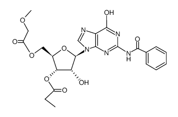 N2-benzoyl-O5'-methoxyacetyl-O3'-propionyl-guanosine Structure