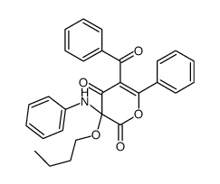 3-anilino-5-benzoyl-3-butoxy-6-phenylpyran-2,4-dione结构式