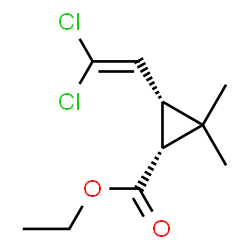 ethyl cis-()-3-(2,2-dichlorovinyl)-2,2-dimethylcyclopropanecarboxylate结构式