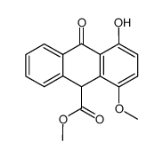 4-Hydroxy-1-methoxy-10-oxo-9,10-dihydro-anthracene-9-carboxylic acid methyl ester结构式