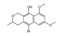 5-bromo-3,4-dihydro-7,9-dimethoxy-10-hydroxy-3-methyl-1H-naphtho[2,3-c]pyran Structure