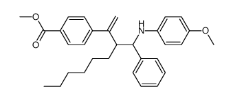 N-p-methoxyphenyl-2-(1-hexyl)-3-(p-methoxycarbonylphenyl)-1-phenyl-3-butenamine结构式