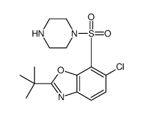 6-Chloro-2-(2-methyl-2-propanyl)-7-(1-piperazinylsulfonyl)-1,3-be nzoxazole Structure