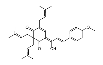 6-[1-hydroxy-3-(4-methoxyphenyl)allylidene]-2,2,4-tris(3-methylbut-2-enyl)cyclohex-4-ene-1,3-dione Structure