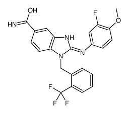 2-(3-fluoro-4-methoxyanilino)-1-[[2-(trifluoromethyl)phenyl]methyl]benzimidazole-5-carboxamide Structure