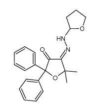 5,5-dimethyl-2,2-diphenylfuran-3,4(2H,5H)-dione 4-[2-(tetrahydrofuran-2-yl)hydrazone]结构式