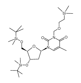 N3-trimethylsilylethoxymethyl-3',5'-O-di(tert-butyldimethylsilyl)-5,6-dihydrothymidine Structure