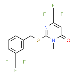 3-METHYL-6-(TRIFLUOROMETHYL)-2-([3-(TRIFLUOROMETHYL)BENZYL]SULFANYL)-4(3H)-PYRIMIDINONE结构式