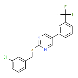 2-[(3-Chlorobenzyl)sulfanyl]-5-[3-(trifluoromethyl)phenyl]pyrimidine structure