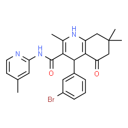 4-(3-bromophenyl)-2,7,7-trimethyl-N-(4-methyl-2-pyridinyl)-5-oxo-1,4,5,6,7,8-hexahydro-3-quinolinecarboxamide结构式