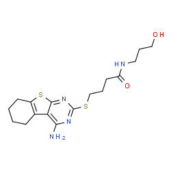 4-((4-amino-5,6,7,8-tetrahydrobenzo[4,5]thieno[2,3-d]pyrimidin-2-yl)thio)-N-(3-hydroxypropyl)butanamide结构式