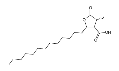 (2S)-Tetrahydro-4β-methyl-5-oxo-2-tridecyl-3β-furancarboxylic acid结构式