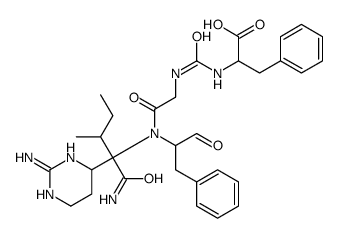 L-2-(2-amino-1,4,5,6-tetrahydro-4-pyrimidinyl)-N-[[(α-carboxyphenethyl)amino]carbonyl]glycyl-N-(α-formylphenethyl)-L-isoleucinamide, stereoisomer结构式