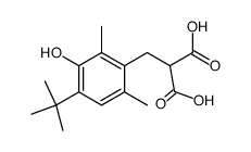 4-tert.-Butyl-2,6-dimethyl-3-hydroxybenzylmalonic acid结构式