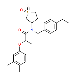 2-(3,4-dimethylphenoxy)-N-(1,1-dioxidotetrahydro-3-thienyl)-N-(4-ethylbenzyl)propanamide结构式