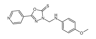 1,3,4-Oxadiazole-2(3H)-thione, 3-(((4-methoxyphenyl)amino)methyl)-5-(4-pyridinyl)-结构式