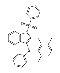 1-phenylsulfonyl-2-(2,5-dimethylbenzyl)-3-(phenylthio)-1H-indole结构式