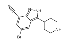 1H-Indazole-7-carbonitrile,5-bromo-3-(4-piperidinyl)- Structure