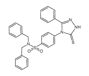 N,N-dibenzyl-4-(5-phenyl-3-thio-2,4-dihydro-3H-1,2,4-triazol-4-yl)benzenesulfonamide结构式