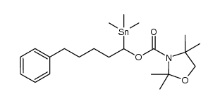 5-phenyl-1-(trimethylstannanyl)pentyl 2,2,4,4-tetramethyl-1,3-oxazolidine-3-carboxylate Structure
