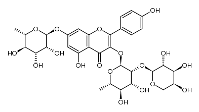 kaempferol 3-(2-O-α-L-arabinopyranosyl-α-L-rhamnopyranoside)-7-O-α-L-rhamnopyranoside结构式