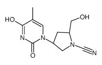 (2R,4R)-2-(hydroxymethyl)-4-(5-methyl-2,4-dioxopyrimidin-1-yl)pyrrolidine-1-carbonitrile结构式