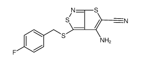 4-amino-3-[(4-fluorophenyl)methylsulfanyl]thieno[2,3-c][1,2]thiazole-5-carbonitrile Structure